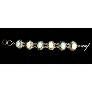 Suarti Bali Sterling Silver 925 BA Blue Stone and Mother of Pearl Bracelet